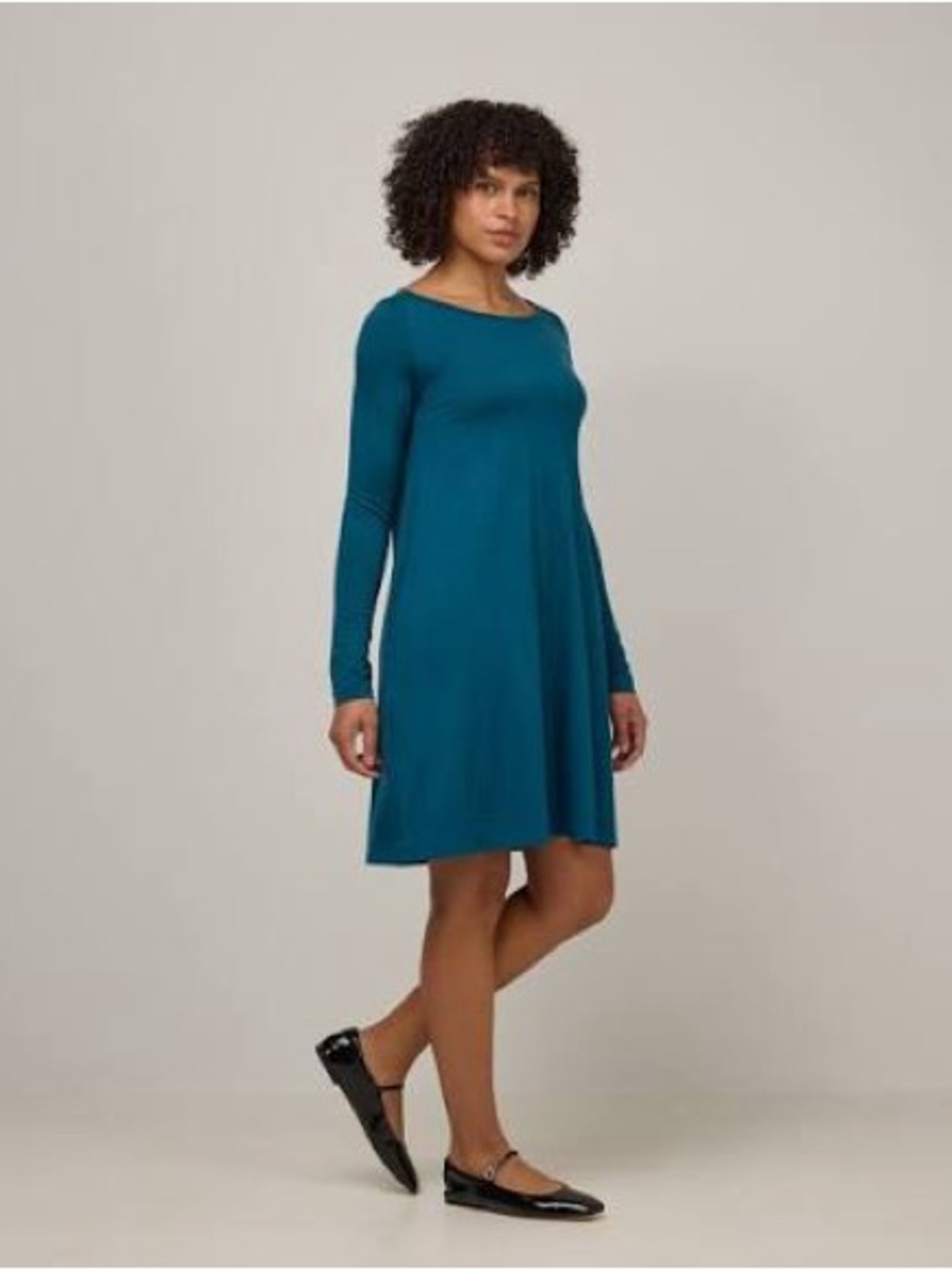wool& rowena teal Long-Sleeve Swing Dress